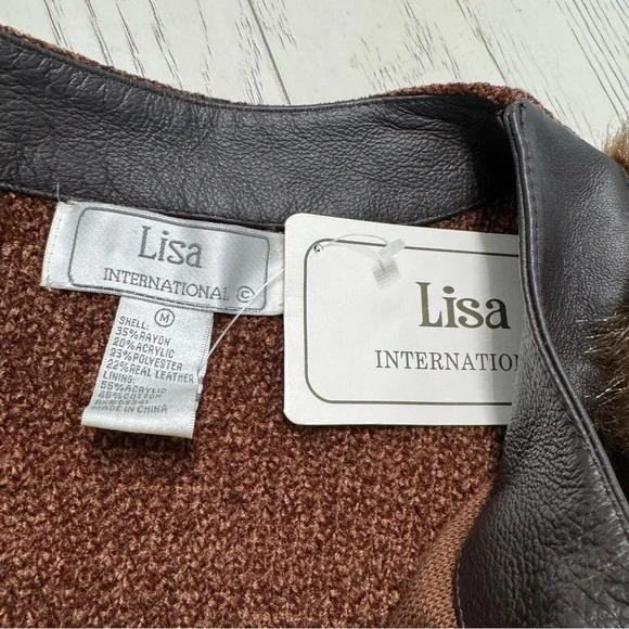 Lisa International Black and Brown Leather Jacket with Faux Fur - Picture 7 of 10